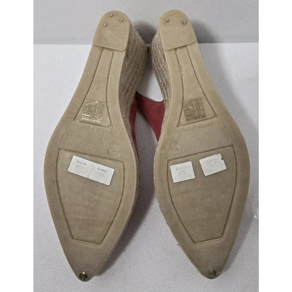 LK Bennett Women's Red Coral Espadrille Bethany Wedges Slingback EU 42 Sz 9.5